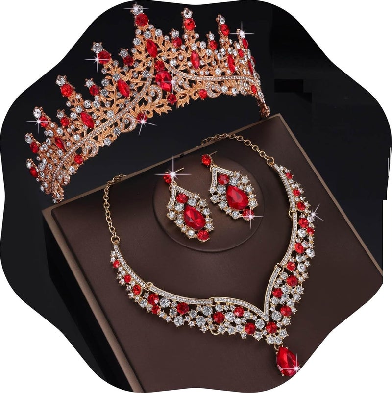 Kamirola Tiaras and Crowns for Women,Tiaras Earrings Necklace, Crystal Bridal Jewelry Set, Costume Party Halloween Prom Pageant Jewelry for Women (TR28) - Image 1